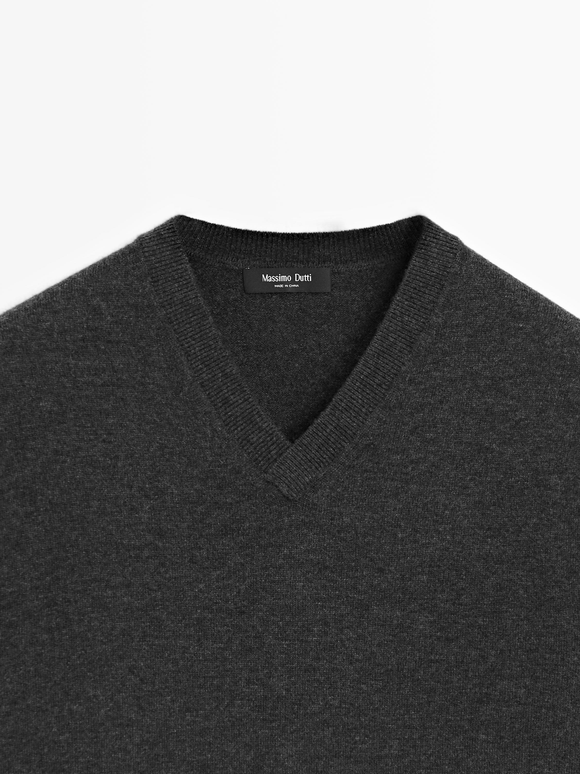 Veste sans manches à col en V laine mélangée